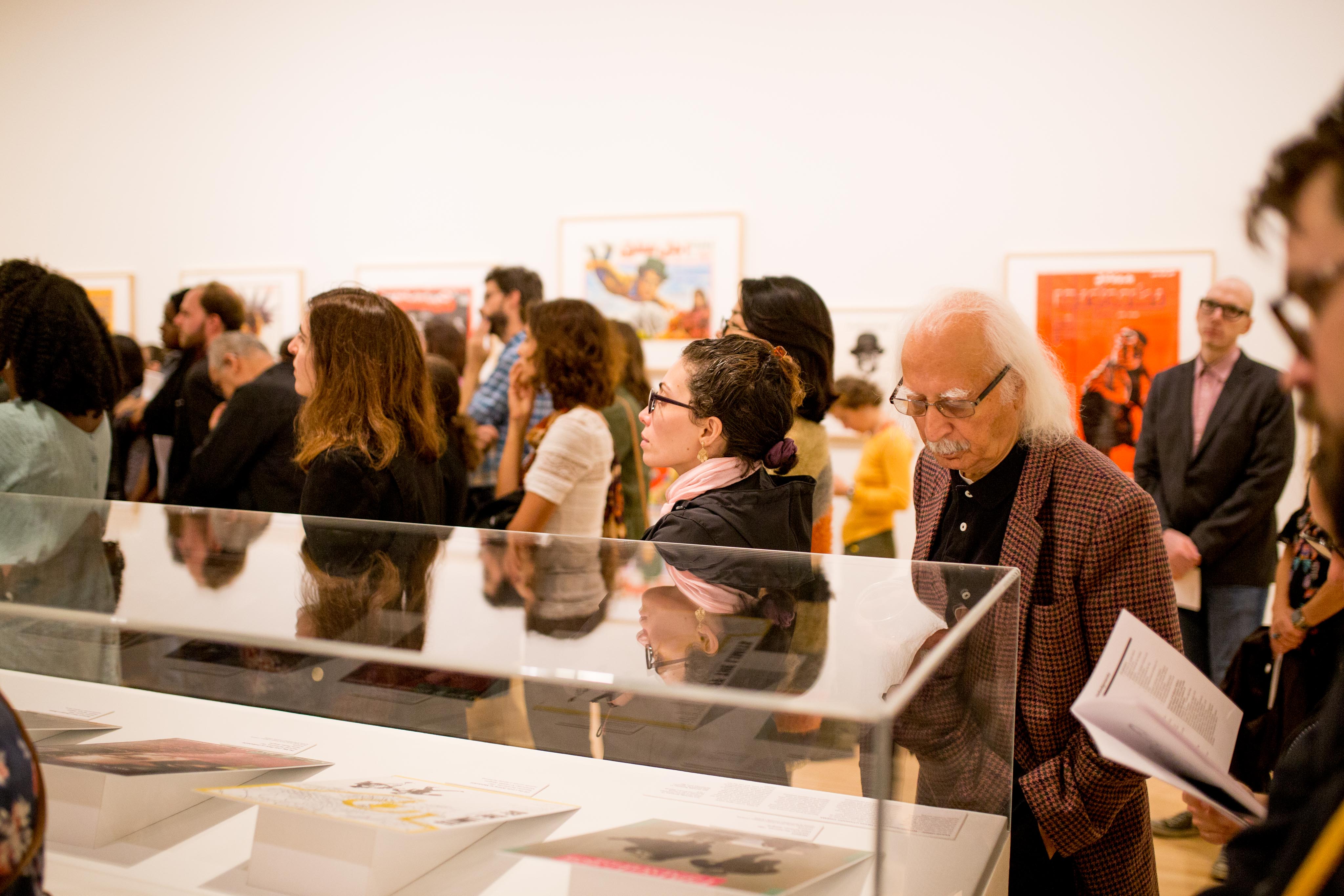 Attendees at the opening for the Salaam Cinema exhibition. Image courtesy of the Block Museum of Art.
