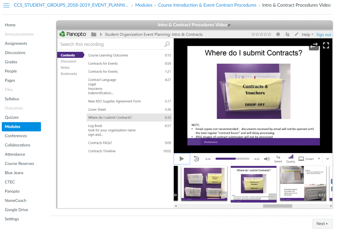 A video module on contract procedures for holding events